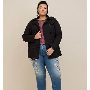 Torrid 4x Black Fleece Peacoat Jacket NWT
